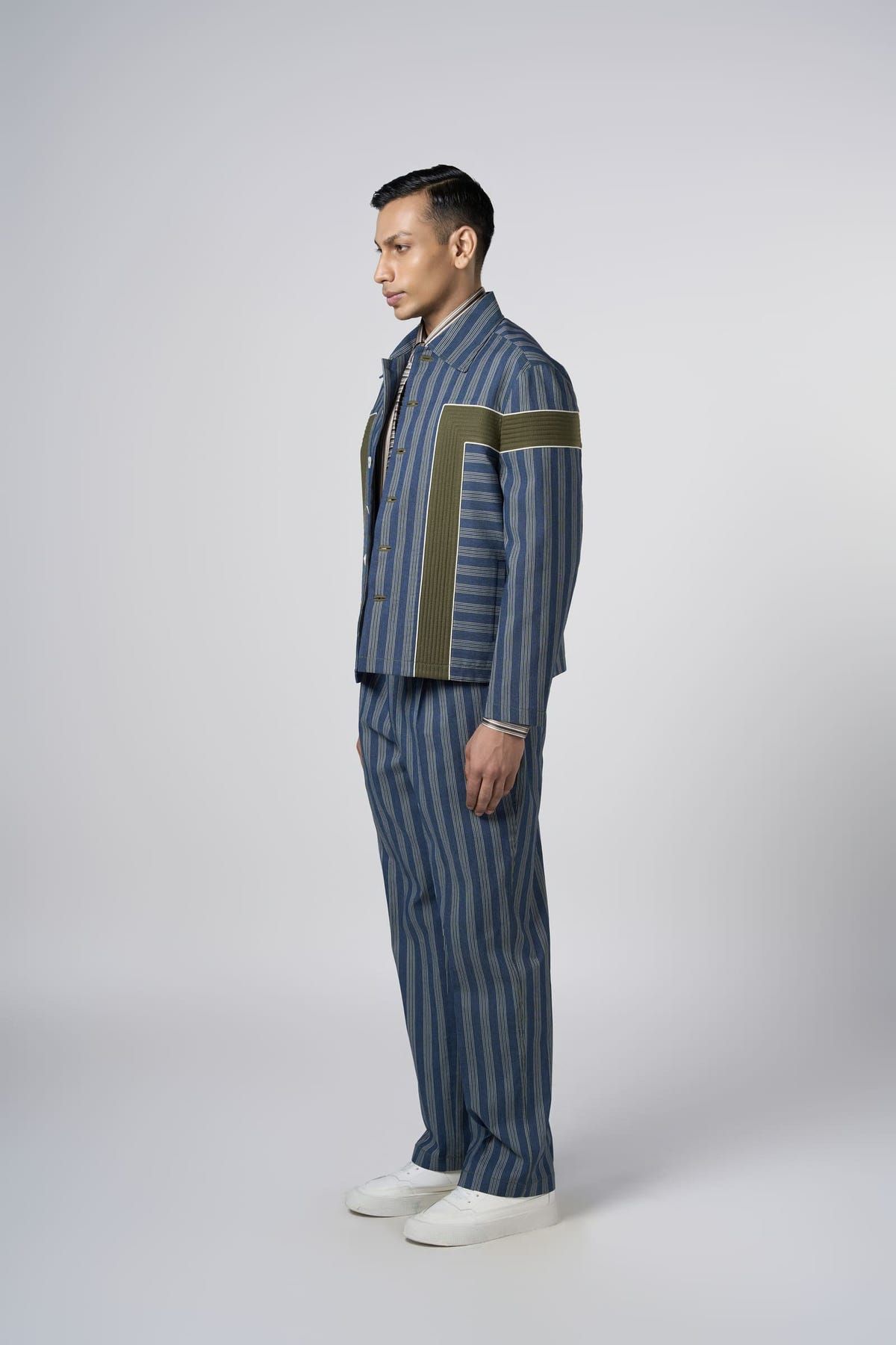 Structure Striped Denim Jacket - image 4