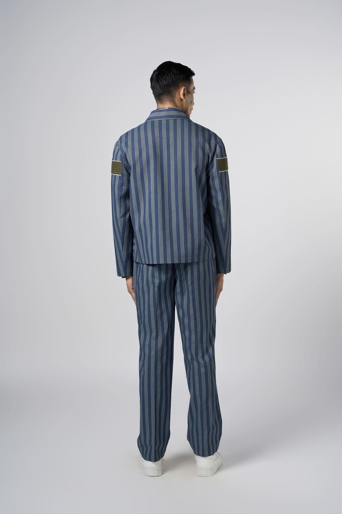 Structure Striped Denim Jacket - image 5
