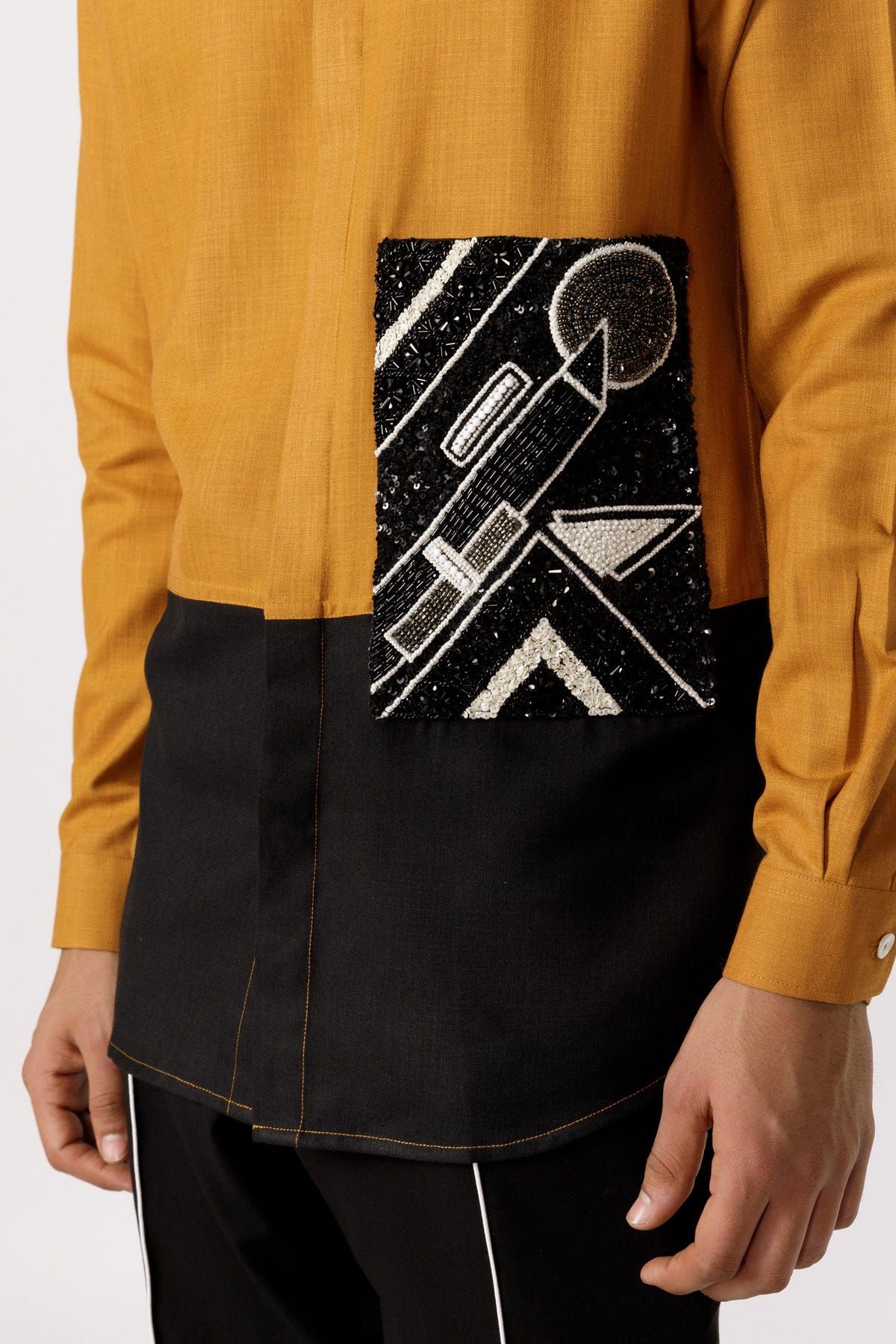 Geometric harmony embroidered patchpocket shirt - image 4