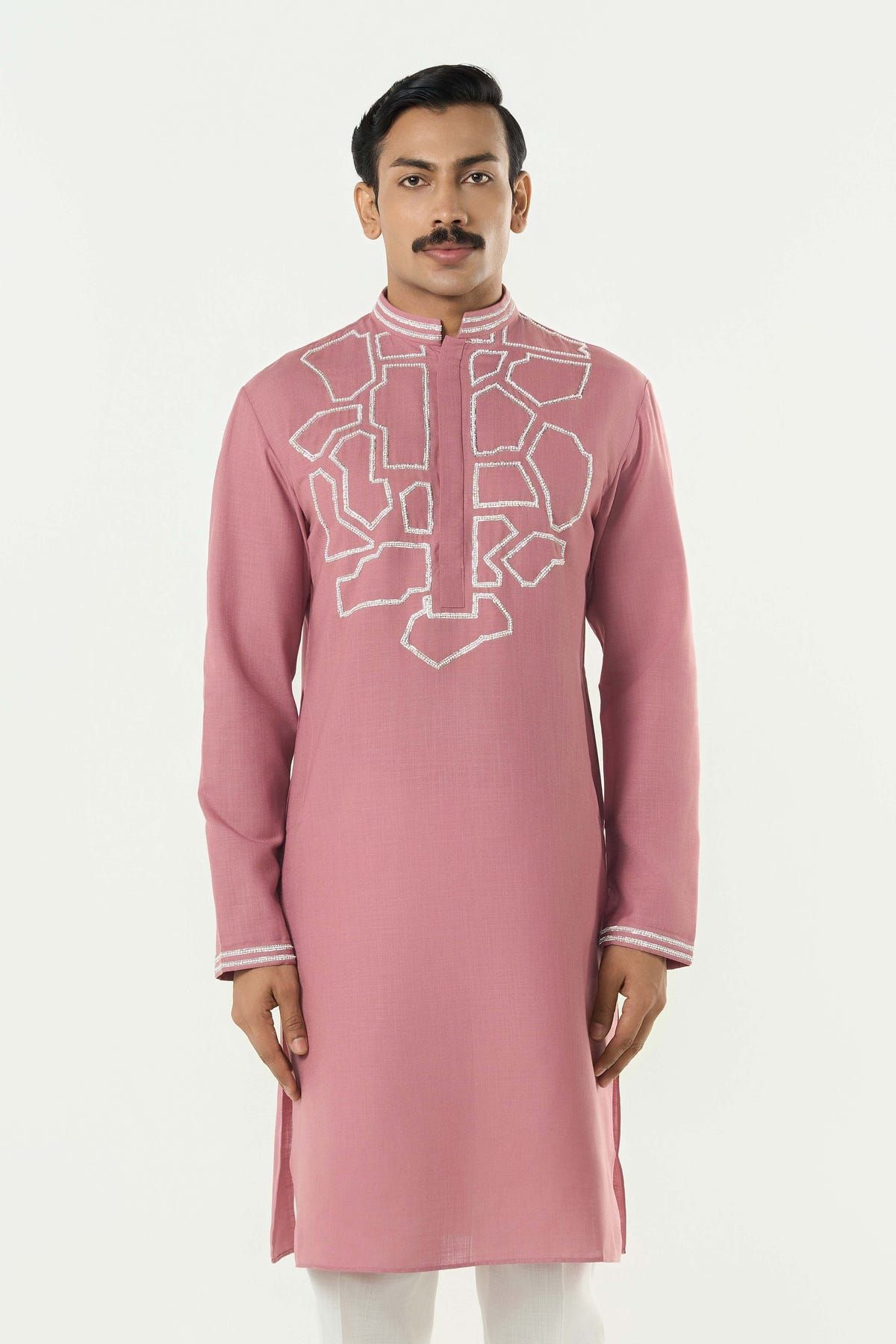 Geo Frame Kurta - Pink - image 1