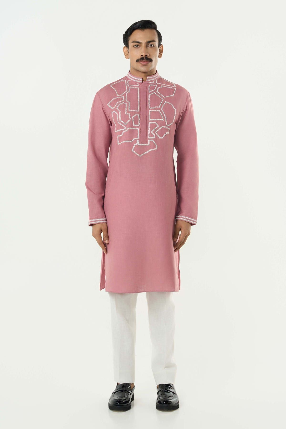 Geo Frame Kurta - Pink - image 3