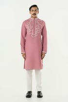 Geo Frame Kurta - Pink view 3