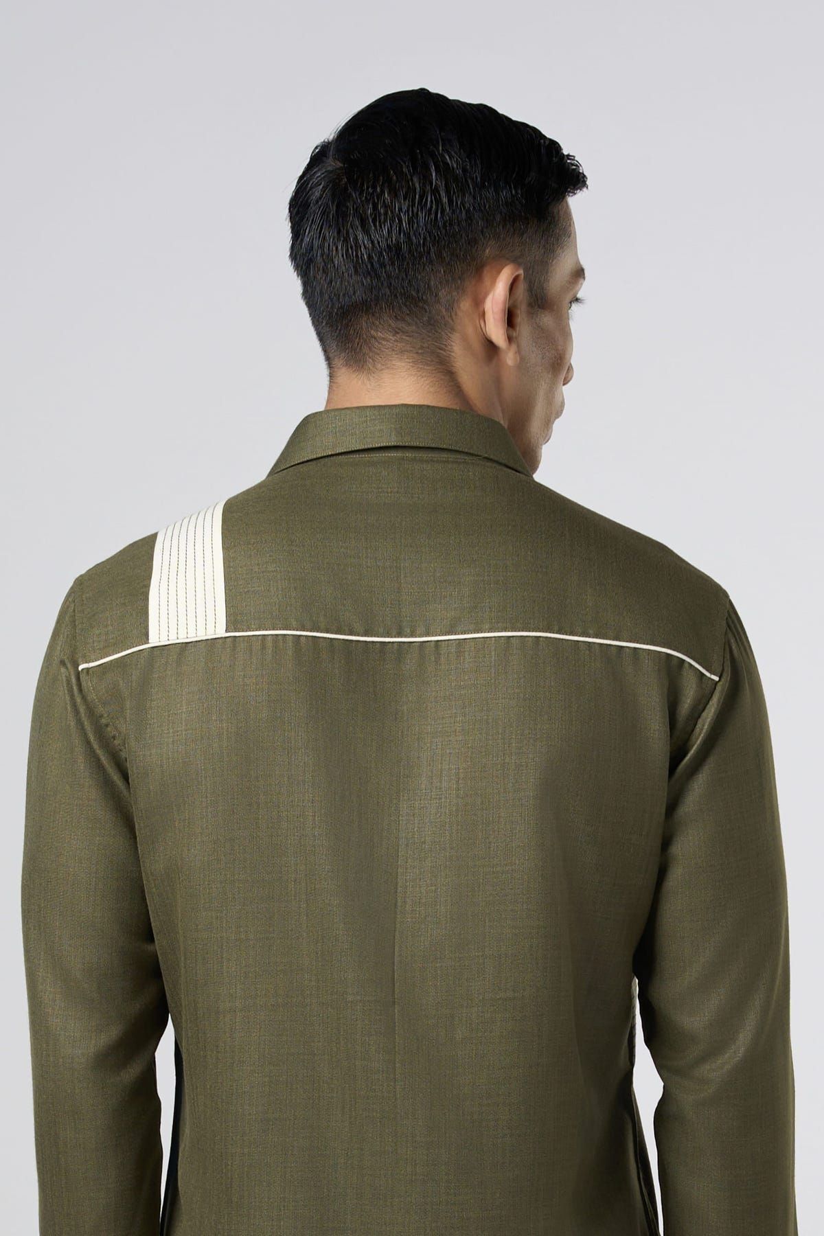 Linear Patch Shirt Olive - image 4