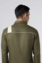 Linear Patch Shirt Olive view 4