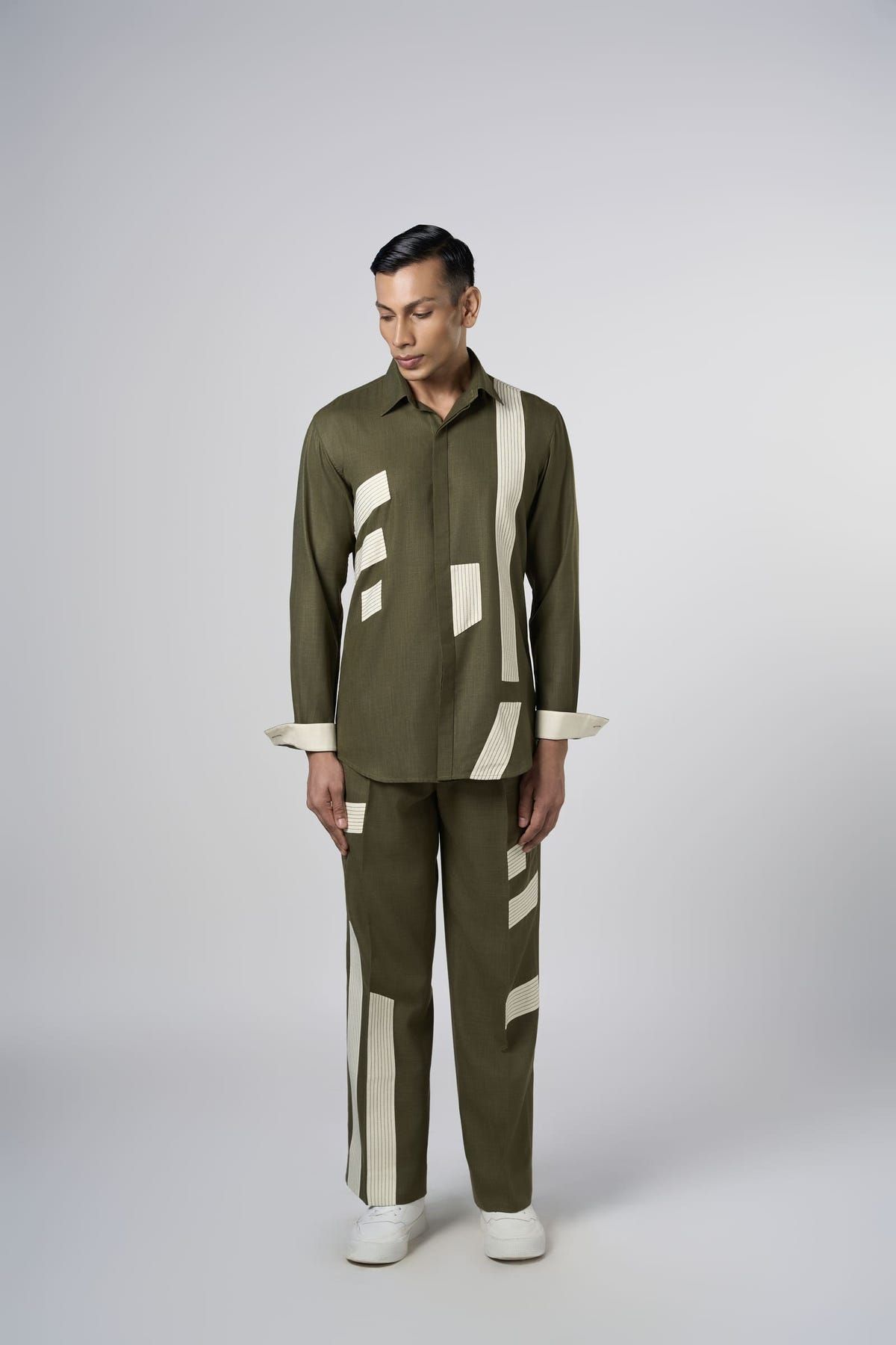 Linear Patch Shirt Olive - image 5