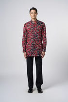 Red Stucco Pin Tuck Kurta view 2