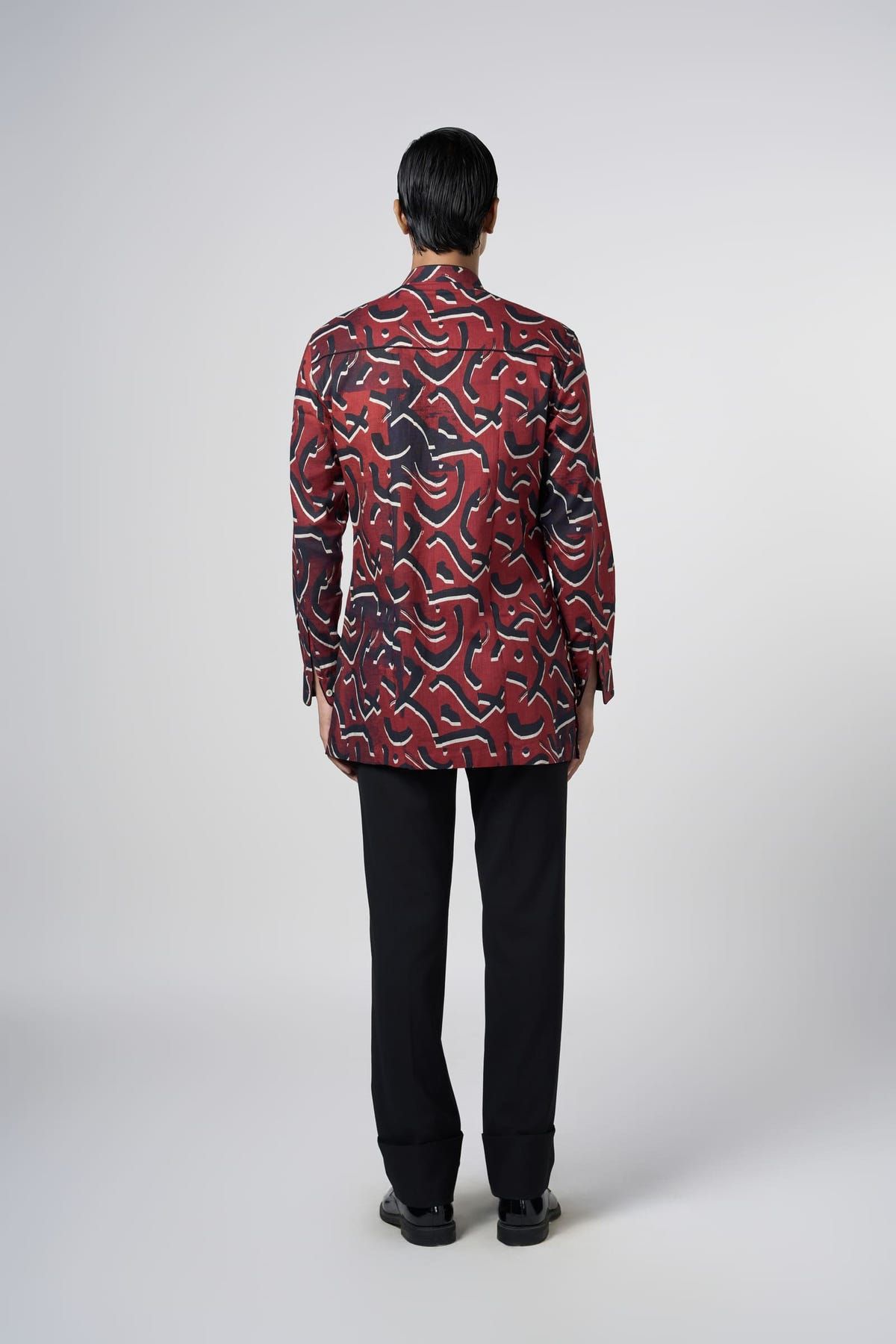 Red Stucco Pin Tuck Kurta - image 4