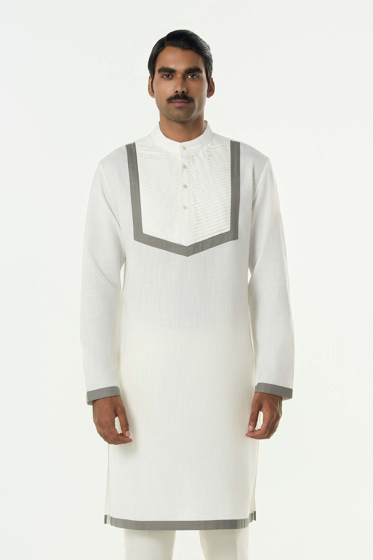 Circuit Pleat Kurta - White - image 1
