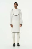 Circuit Pleat Kurta - White view 3