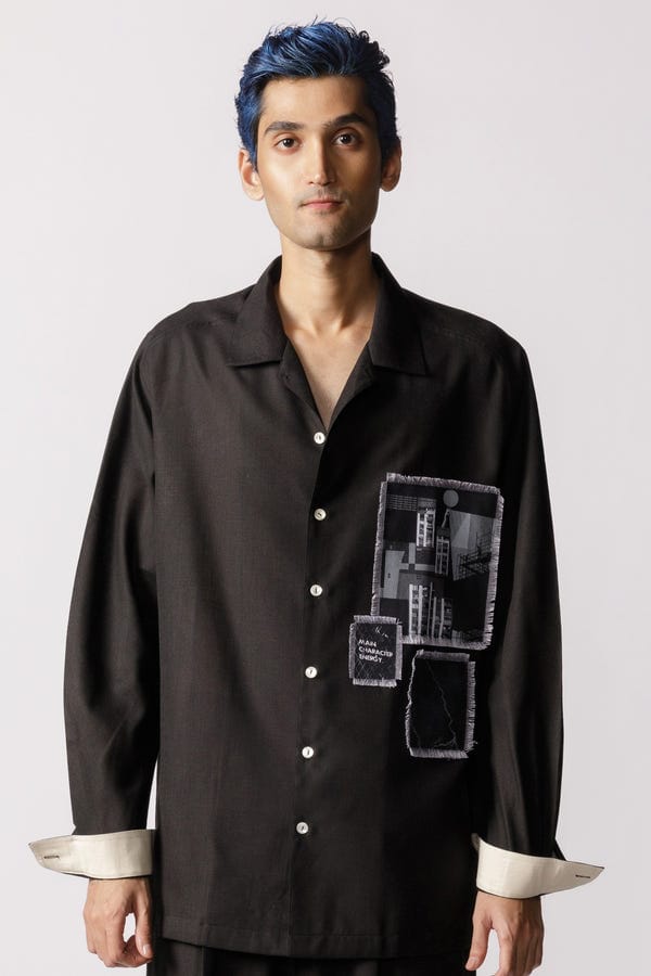 Line out Line — Oversized Patch work shirt