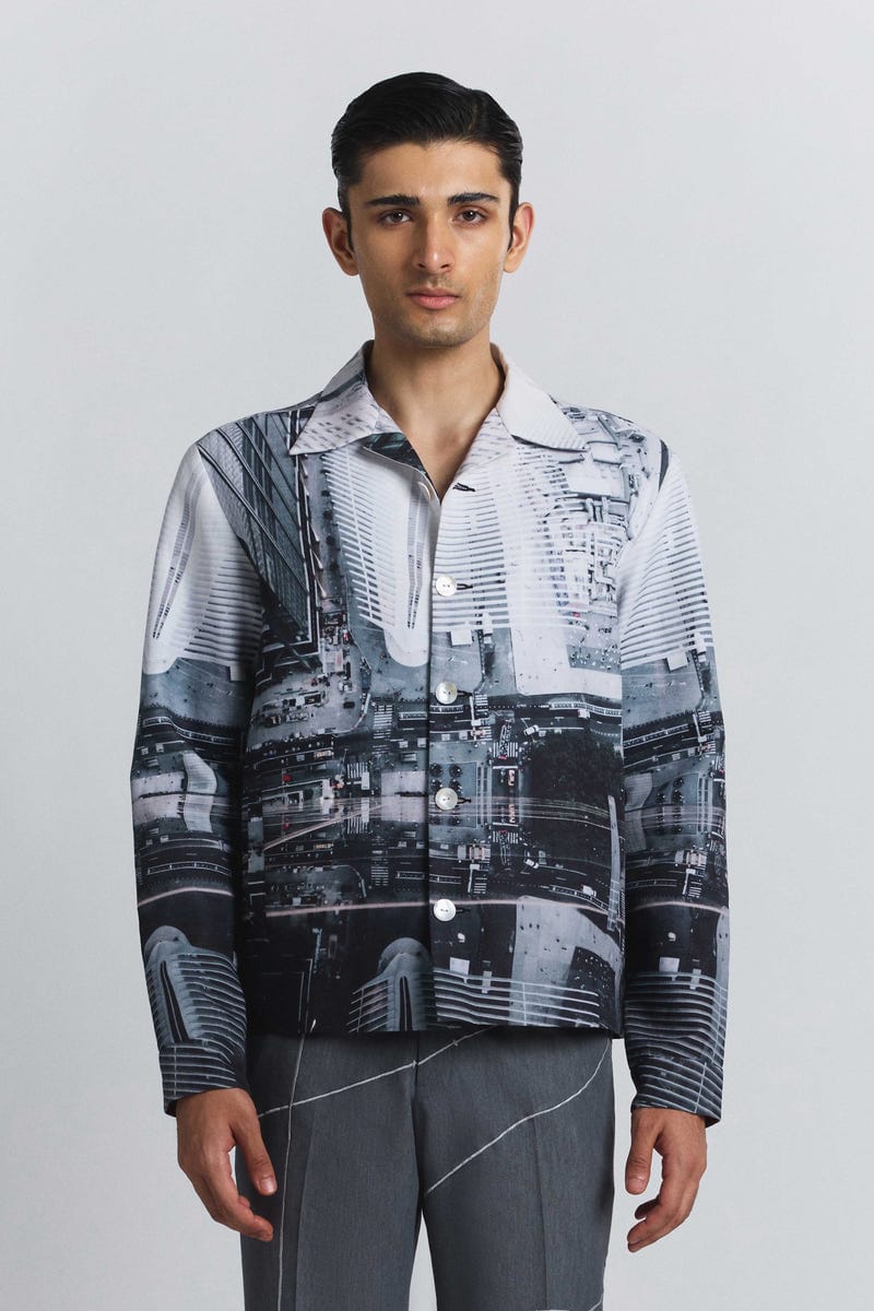 City Perspective Print Shacket