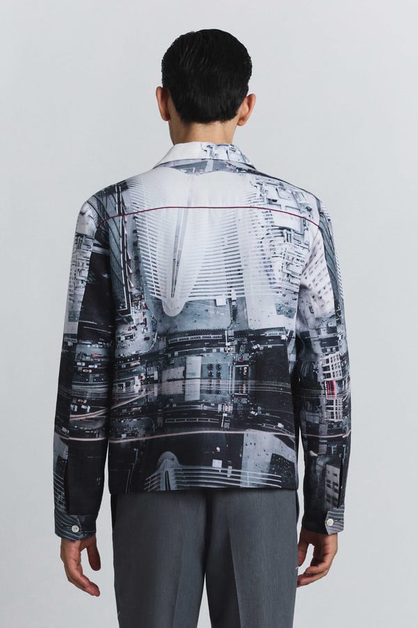 Line out Line — City Perspective Print Shacket