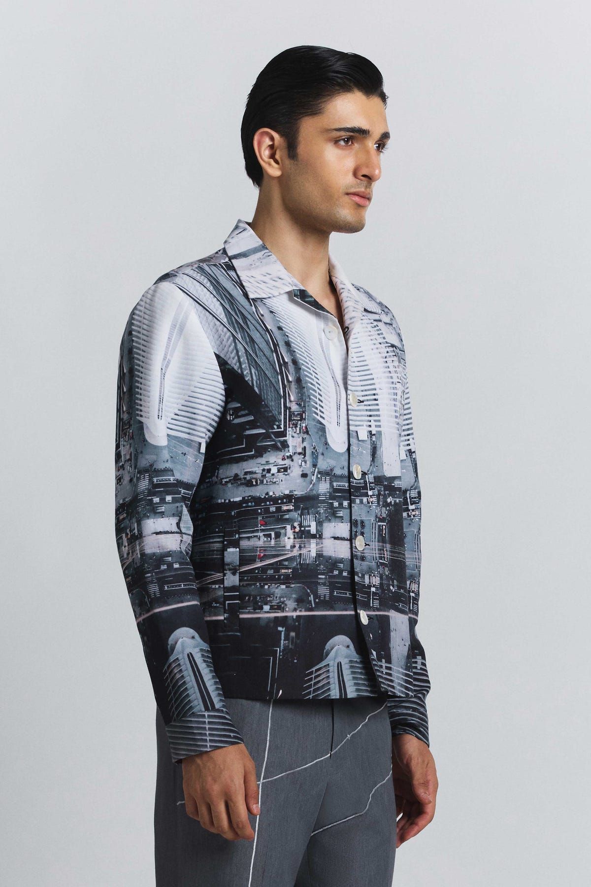 City Perspective Print Shacket - image 3