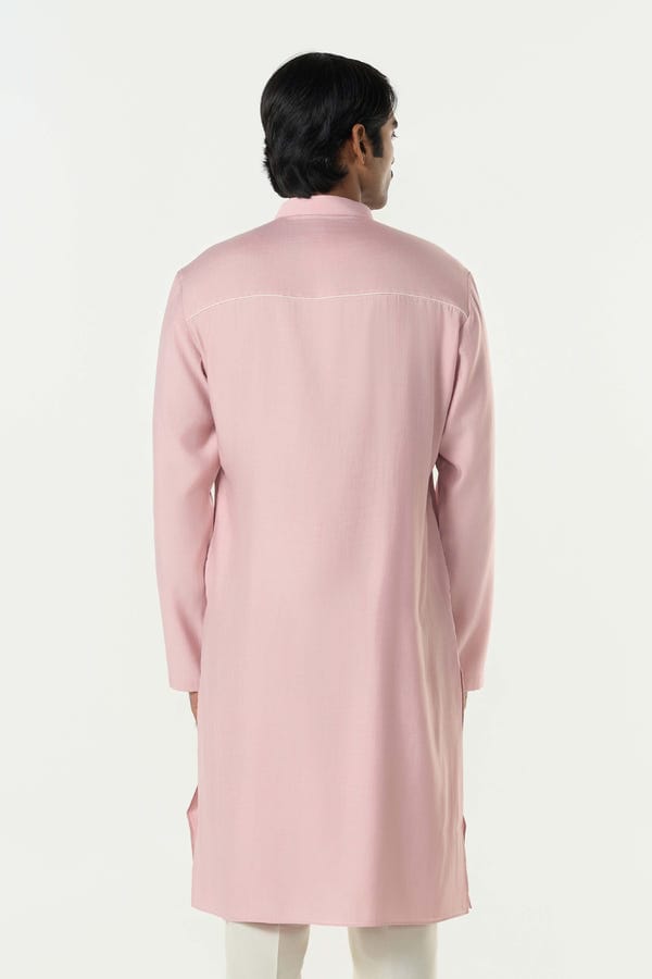 Line out Line — Axis Embroidered Kurta - Pastel Pink