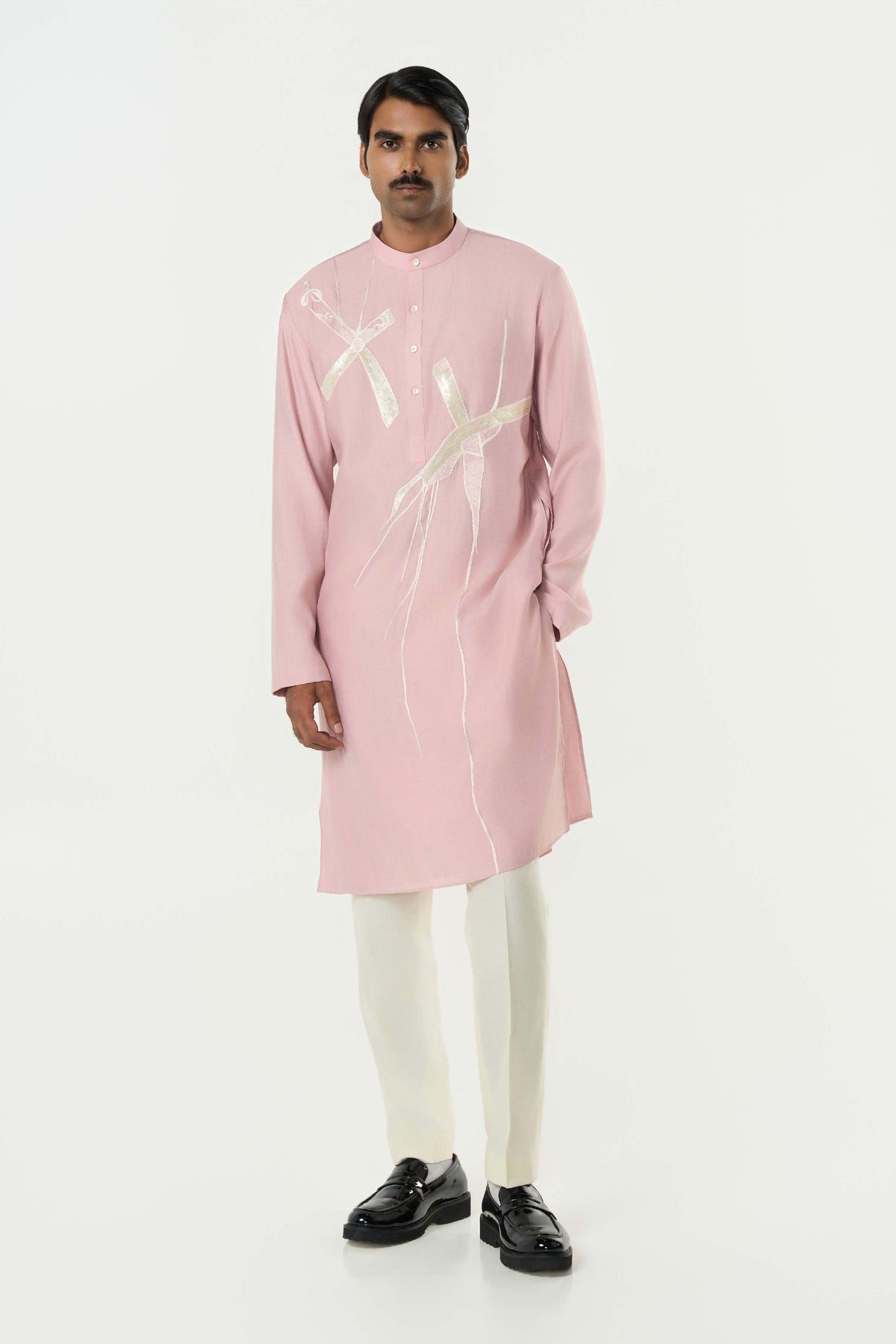 Axis Embroidered Kurta - Pastel Pink - image 5