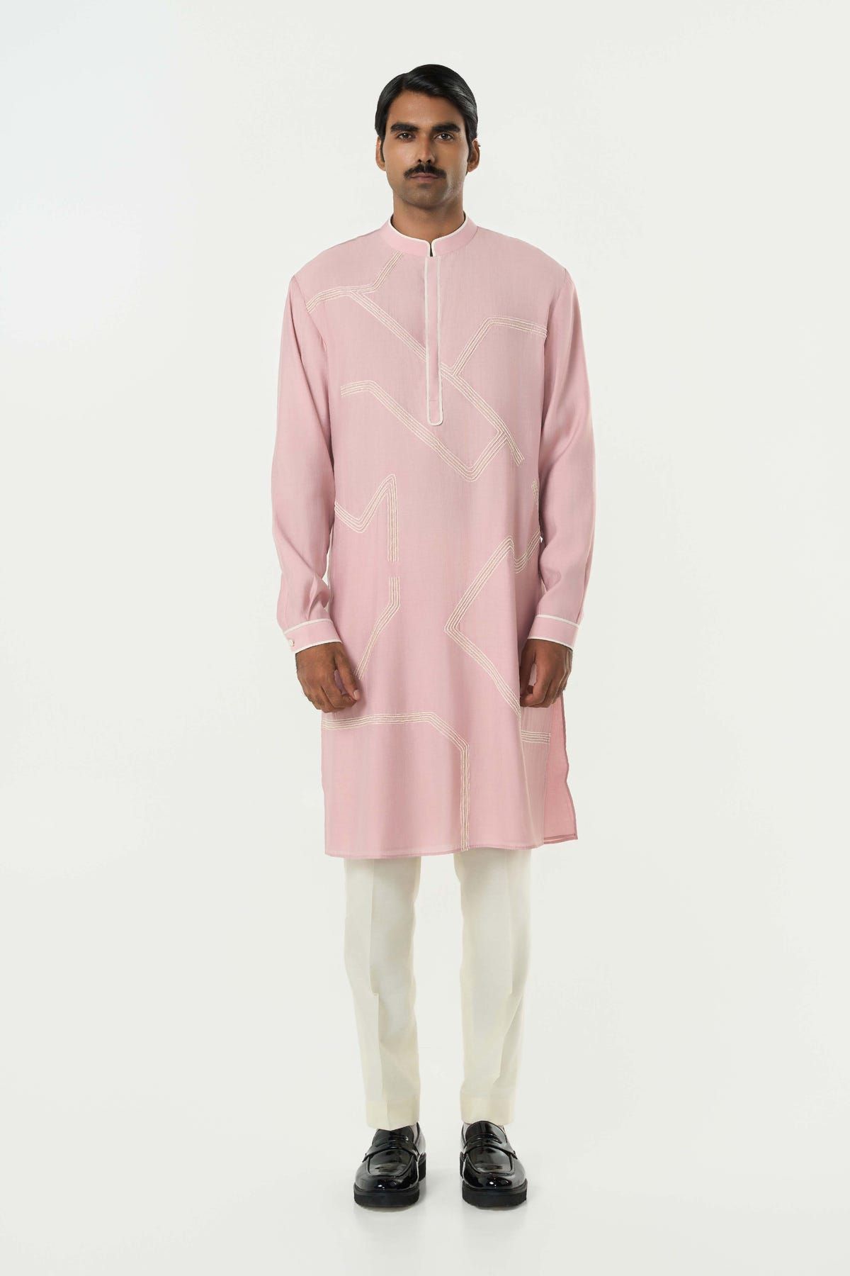 Meta Grid Kurta - Pastel Pink - image 3