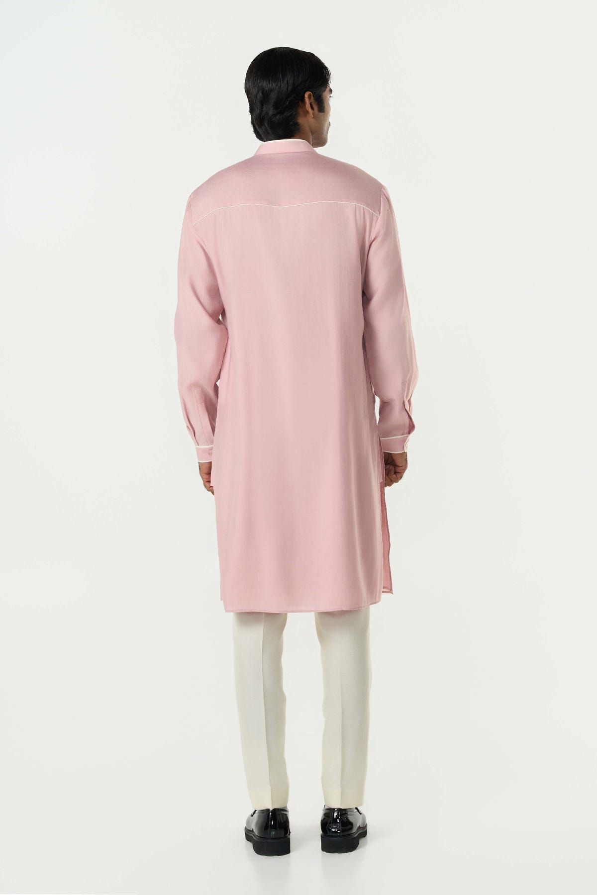 Meta Grid Kurta - Pastel Pink - image 4