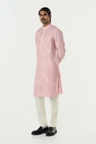 Meta Grid Kurta - Pastel Pink view 5
