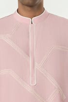 Meta Grid Kurta - Pastel Pink view 6