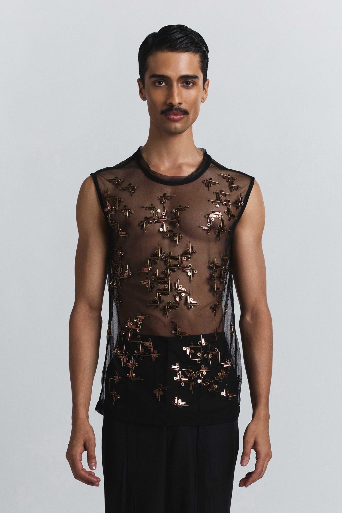 Beam Embellished Net Vest - image 1
