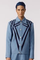 Symmetric cut and sew bomber jacket view 1
