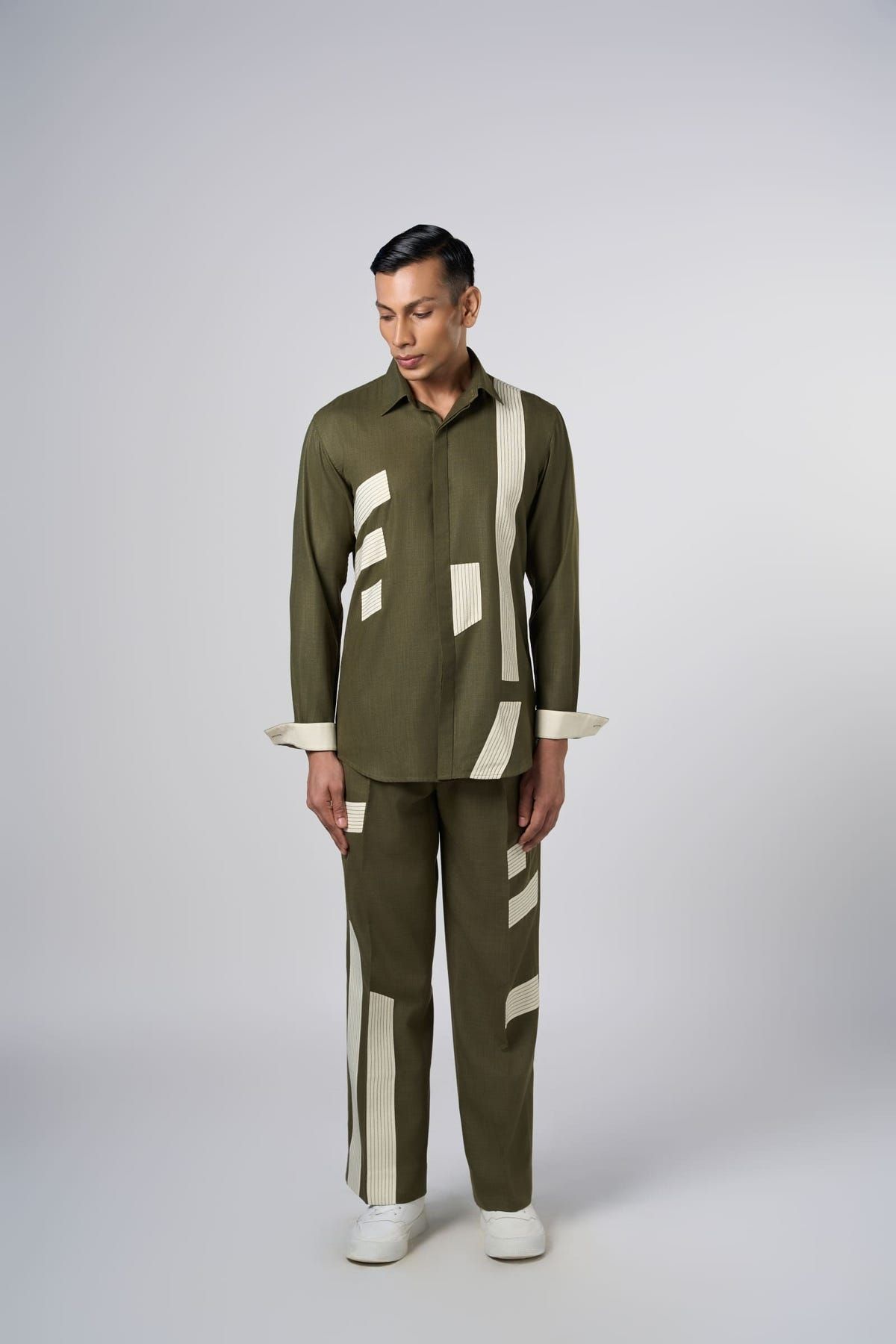 Linear Patch Pants Olive - image 3