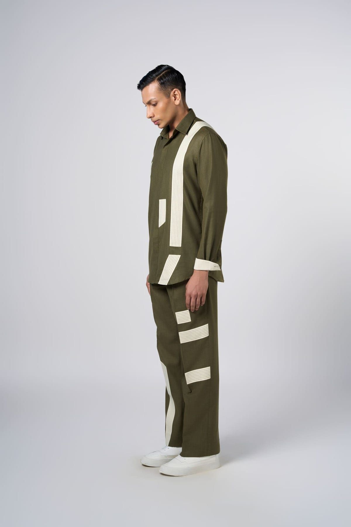 Linear Patch Pants Olive - image 4
