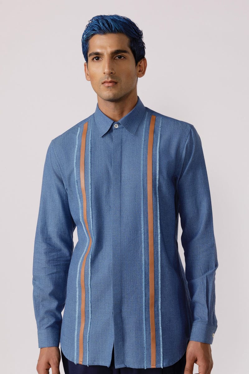 Leather patch accent shirt