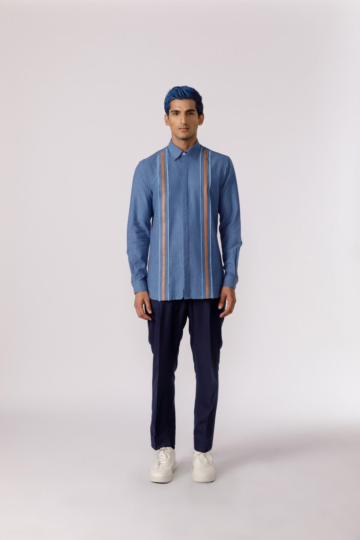 Leather patch accent shirt - image 2