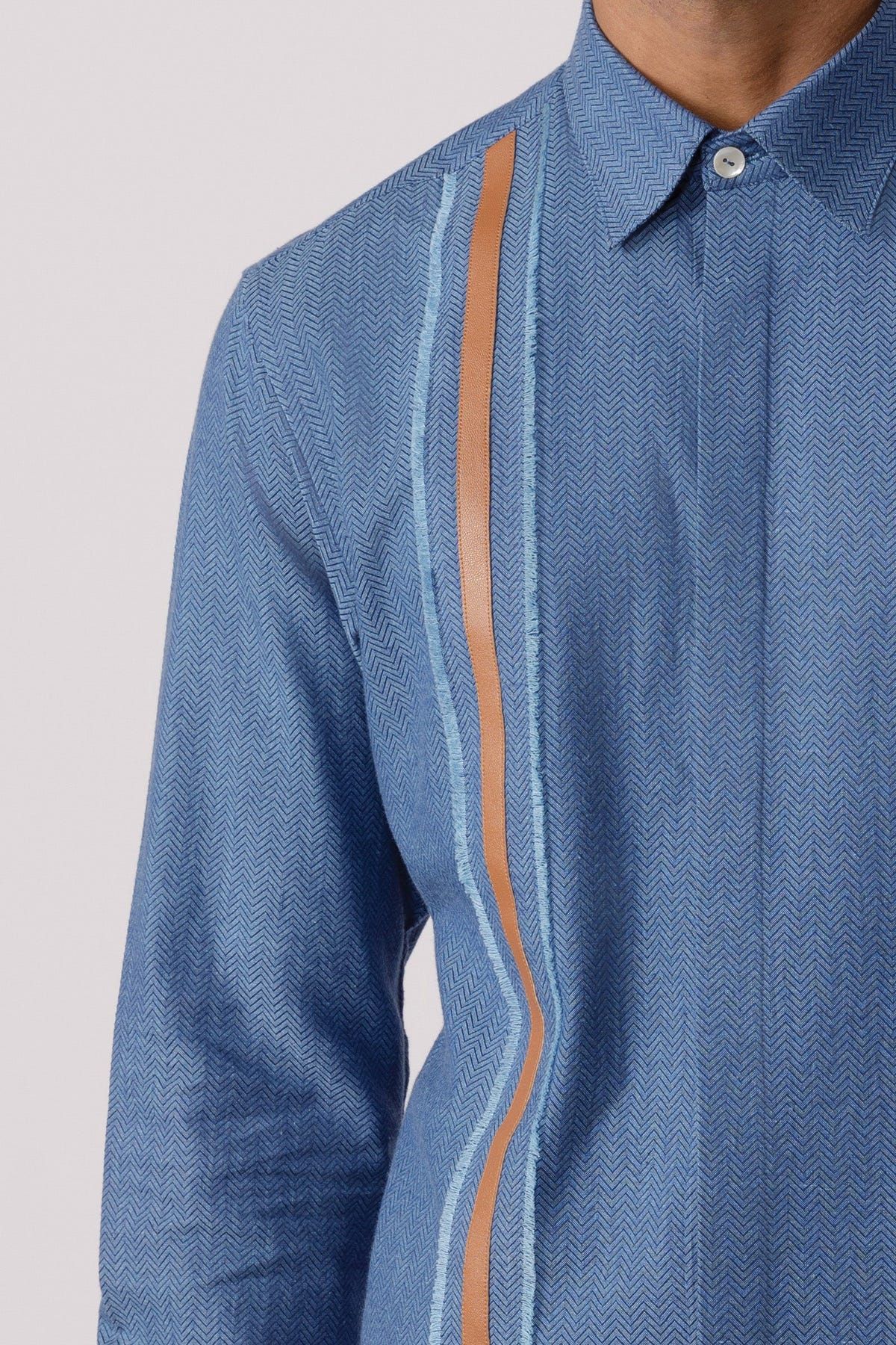 Leather patch accent shirt - image 4