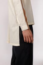 Leather accent high - low shirt view 3