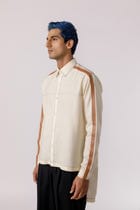 Leather accent high - low shirt view 4