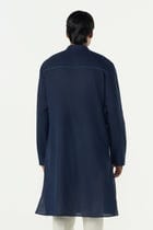 Grill Grid Kurta - Navy Blue view 2