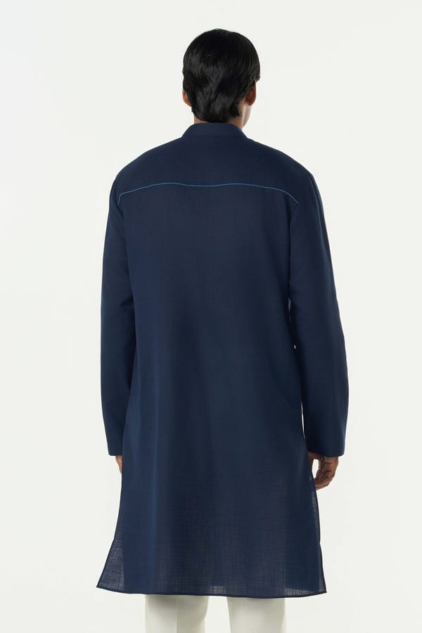 Line out Line — Grill Grid Kurta - Navy Blue