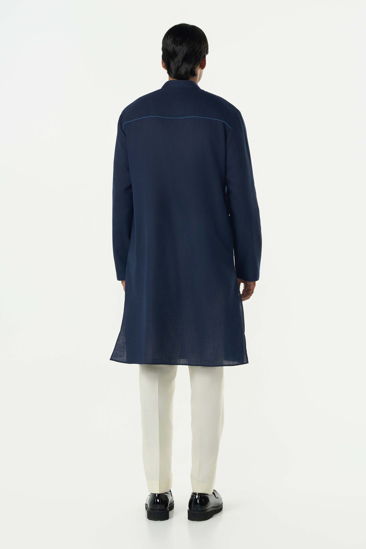 Grill Grid Kurta - Navy Blue - image 4