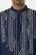 Grill Grid Kurta - Navy Blue view 6