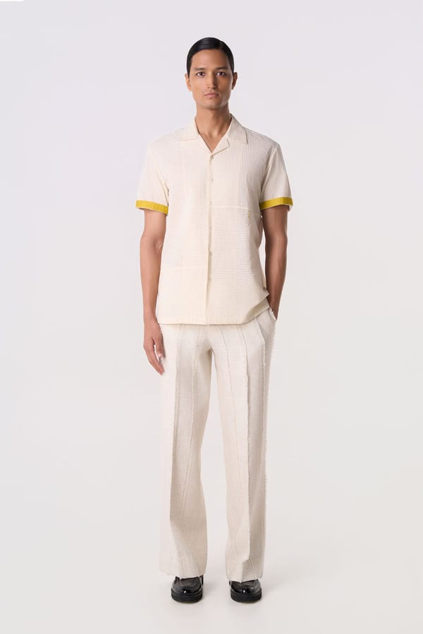 Line out Line — Ivory Seersucker Camp Shirt