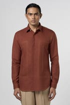 Rust Contrast Stitch Shirt view 1