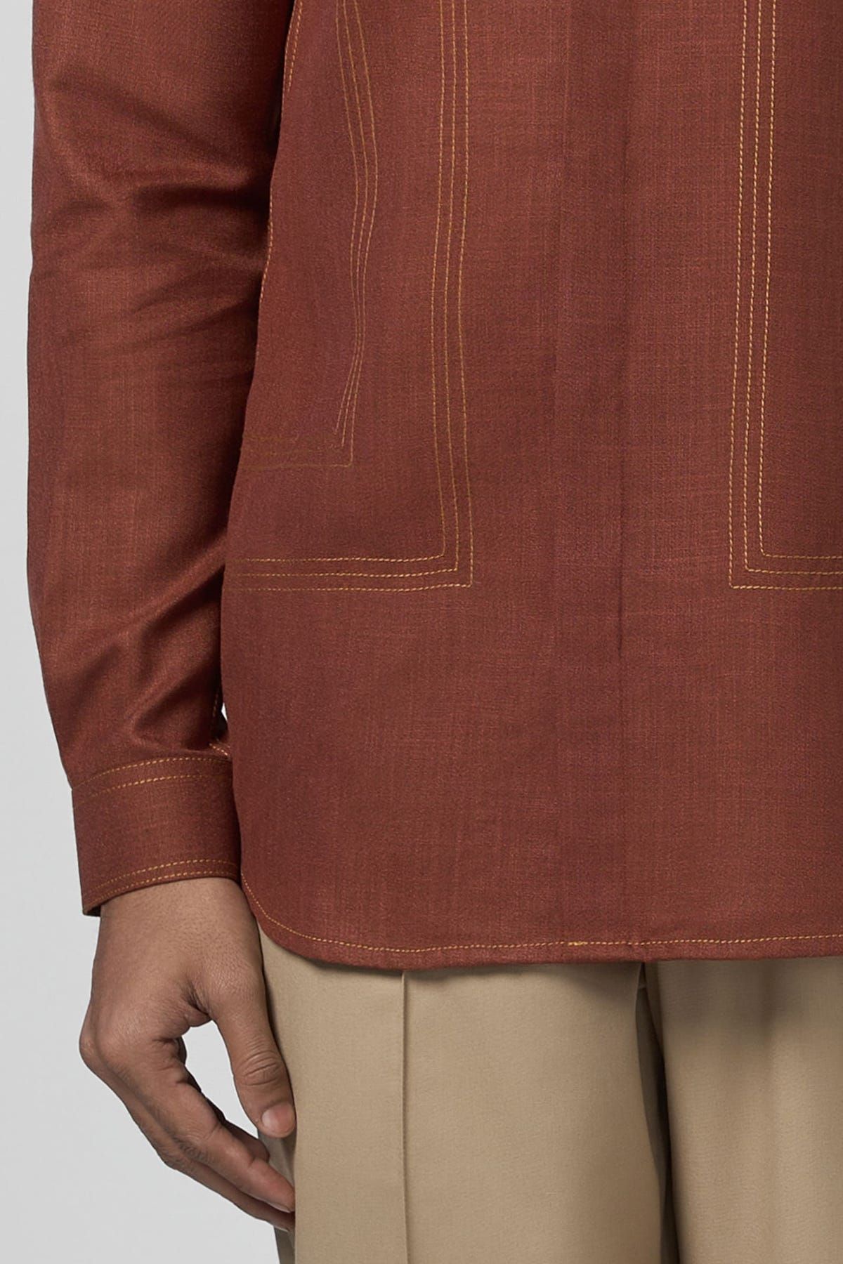 Rust Contrast Stitch Shirt - image 4