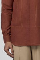 Rust Contrast Stitch Shirt view 4