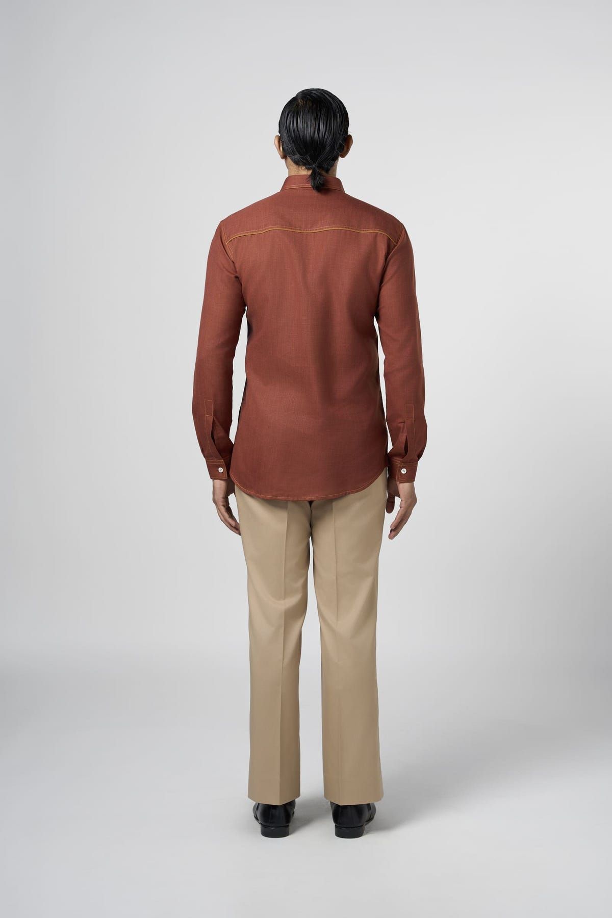 Rust Contrast Stitch Shirt - image 5