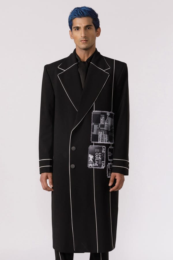 Line out Line — Streamlined patchwork trench