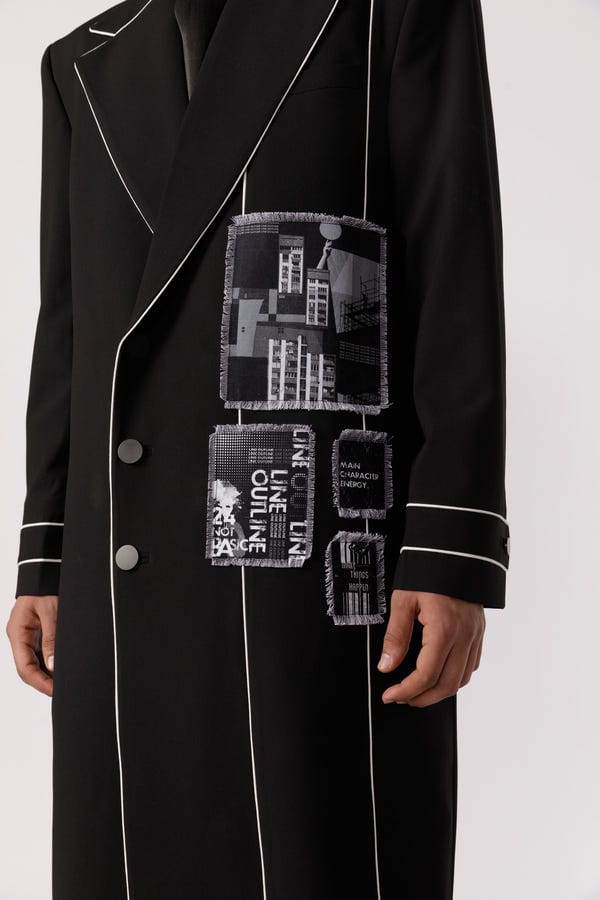 Line out Line — Streamlined patchwork trench