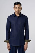Navy Blue Contrast Stitch  Shirt view 1