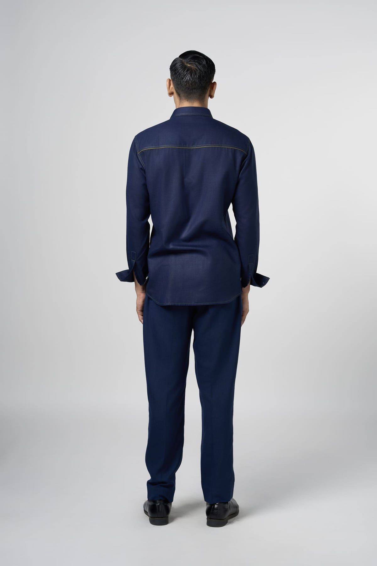 Navy Blue Contrast Stitch  Shirt - image 3