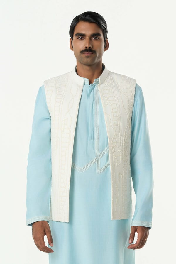 Line out Line — Grill Grid Bandi Jacket - Off White