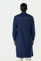 Meta Grid Kurta - Navy Blue view 2