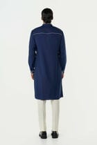 Meta Grid Kurta - Navy Blue view 4