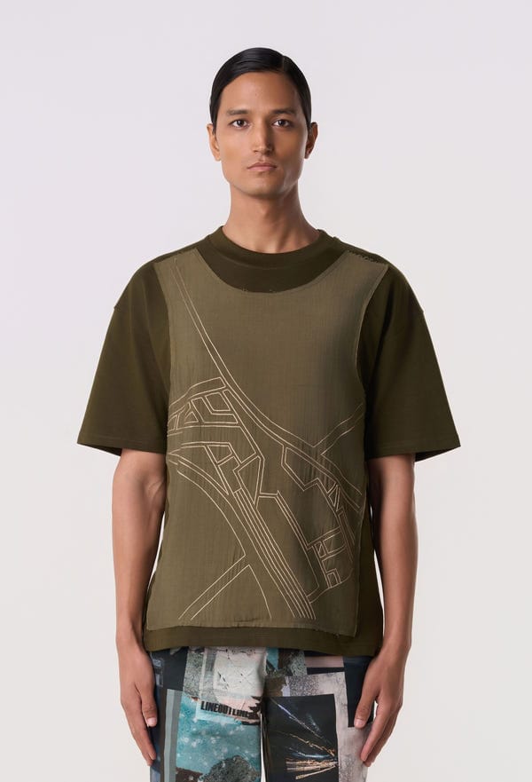 Line out Line — Vector T-shirt Olive