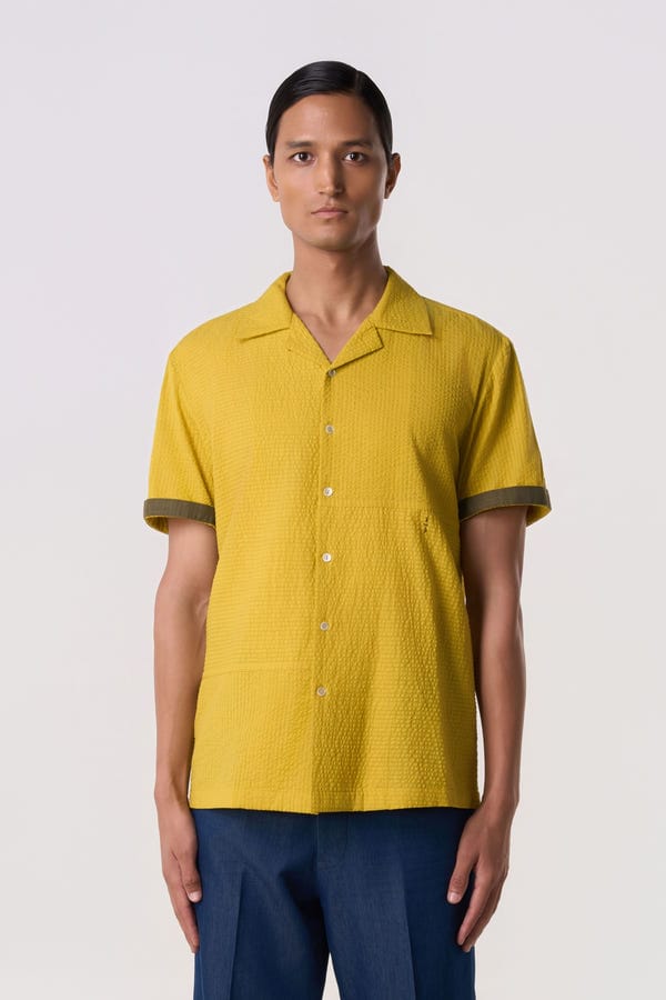 Line out Line — Citrine Seersucker Camp Shirt